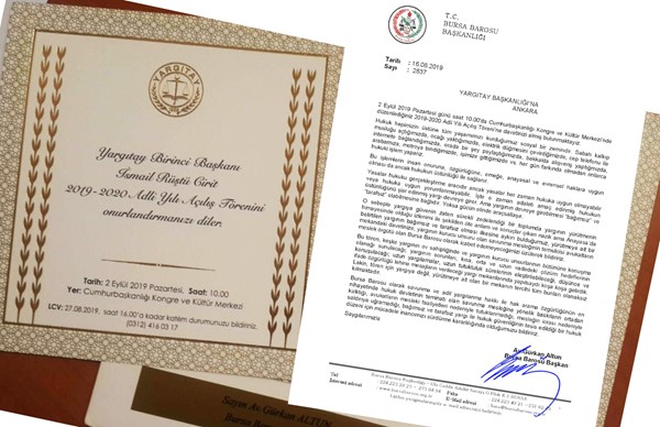 Bursa Barosu, Yargıtay'ın adli yıl açılış töreni davetini reddetti