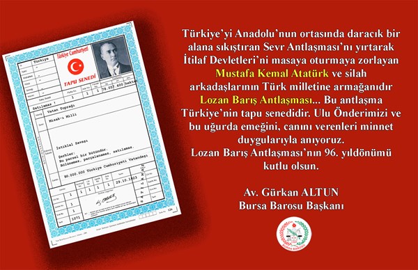 Lozan Barış Antlaşması'nın yıldönümü