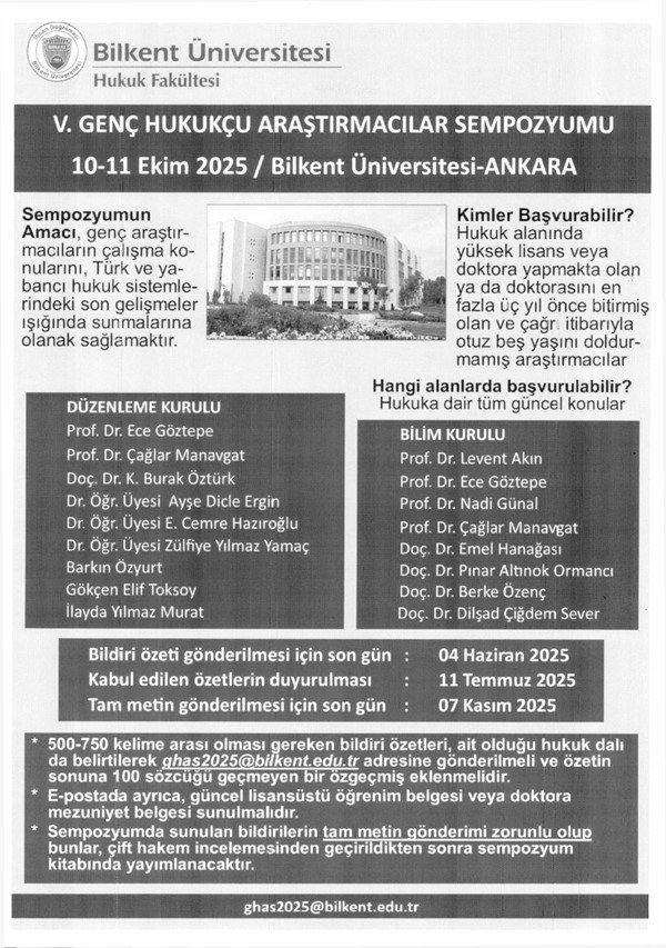Bilkent Üniversitesi V. Genç Hukukçu Araştırmacılar Sempozyumu