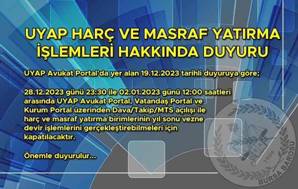 Uyap devir işlemi için bir süre kapatılacak