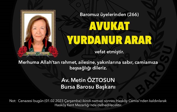 Avukat Yurdanur Arar vefat etti