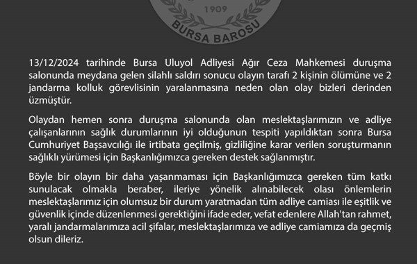 Adliyede saldırıya Bursa Barosu'ndan açıklama