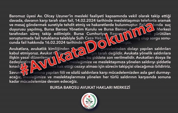 Avukat Olcay Uzuner'e tehdide tutuklama