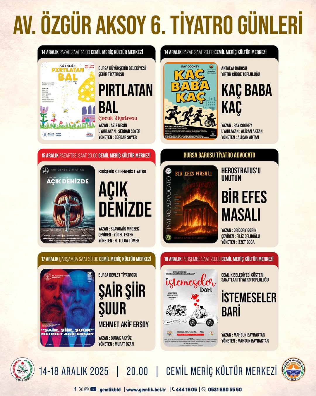 6. Özgür Aksoy Tiyatro Günleri 14-18 Aralık'ta