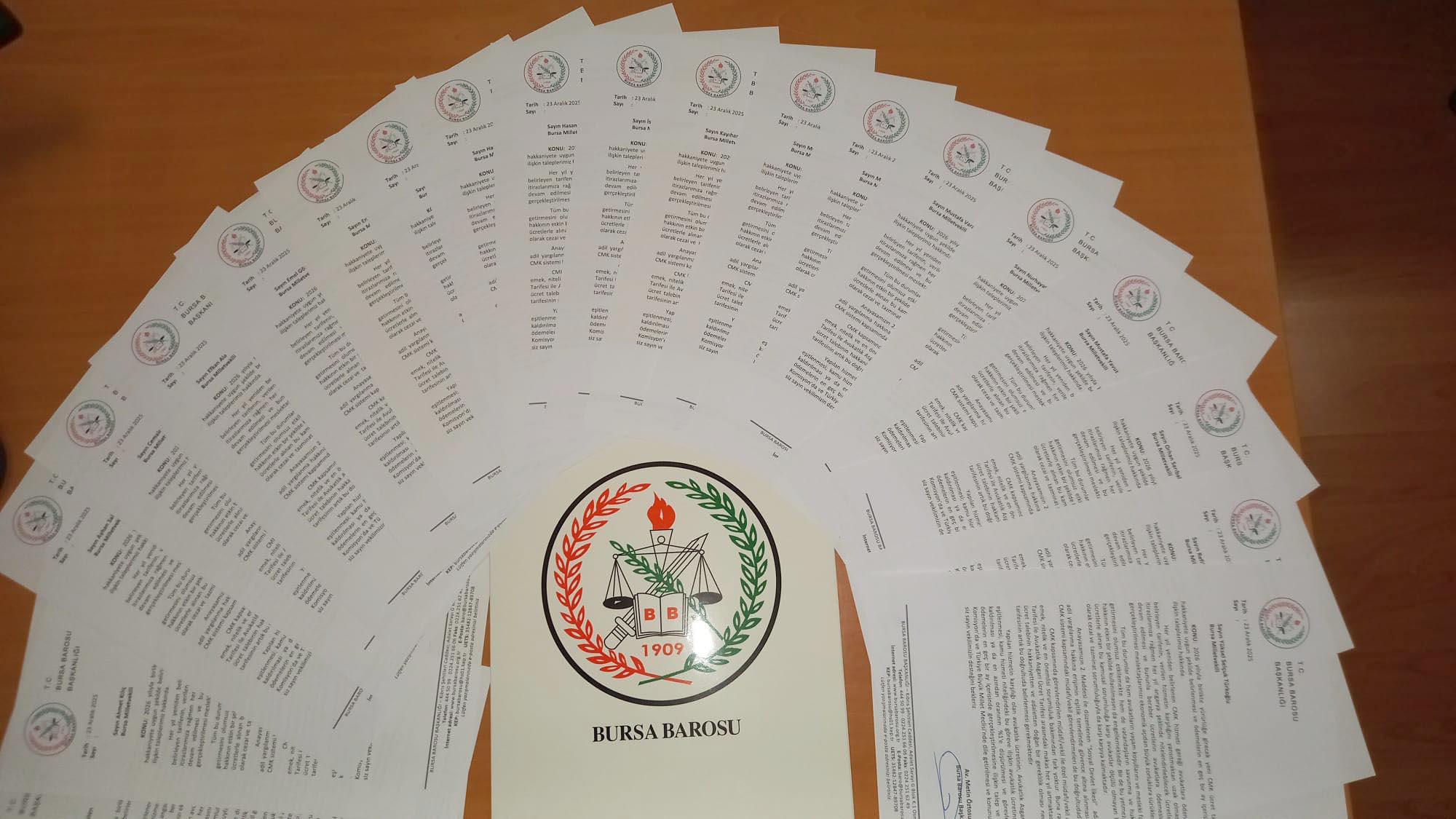 Bursa Barosu, adil ve hakkaniyete dayalı CMK tarifesi için milletvekillerine mektup gönderdi