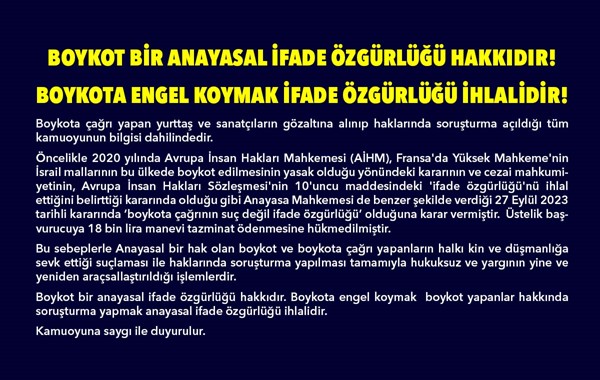 BOYKOT BİR ANAYASAL İFADE ÖZGÜRLÜĞÜ HAKKIDIR!  BOYKOTA ENGEL KOYMAK İFADE ÖZGÜRLÜĞÜ İHLALİDİR!