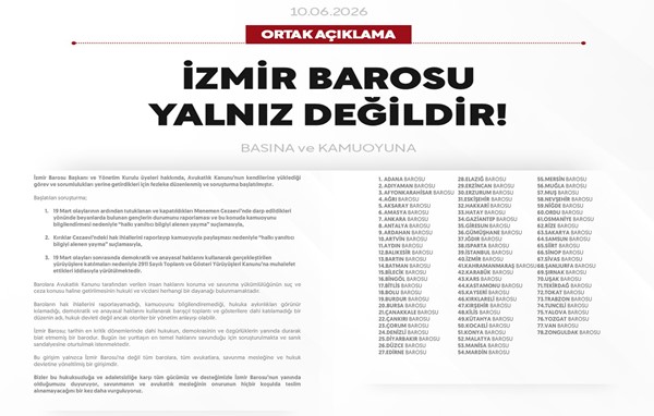 İZMİR BAROSU YALNIZ DEĞİLDİR!