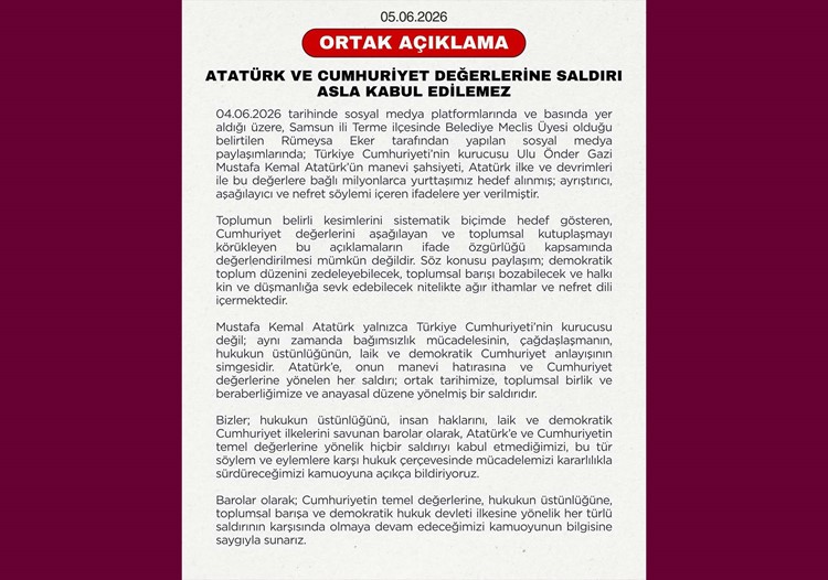 Atatürk ve Cumhuriyet değerlerine saldırı asla kabul edilemez!