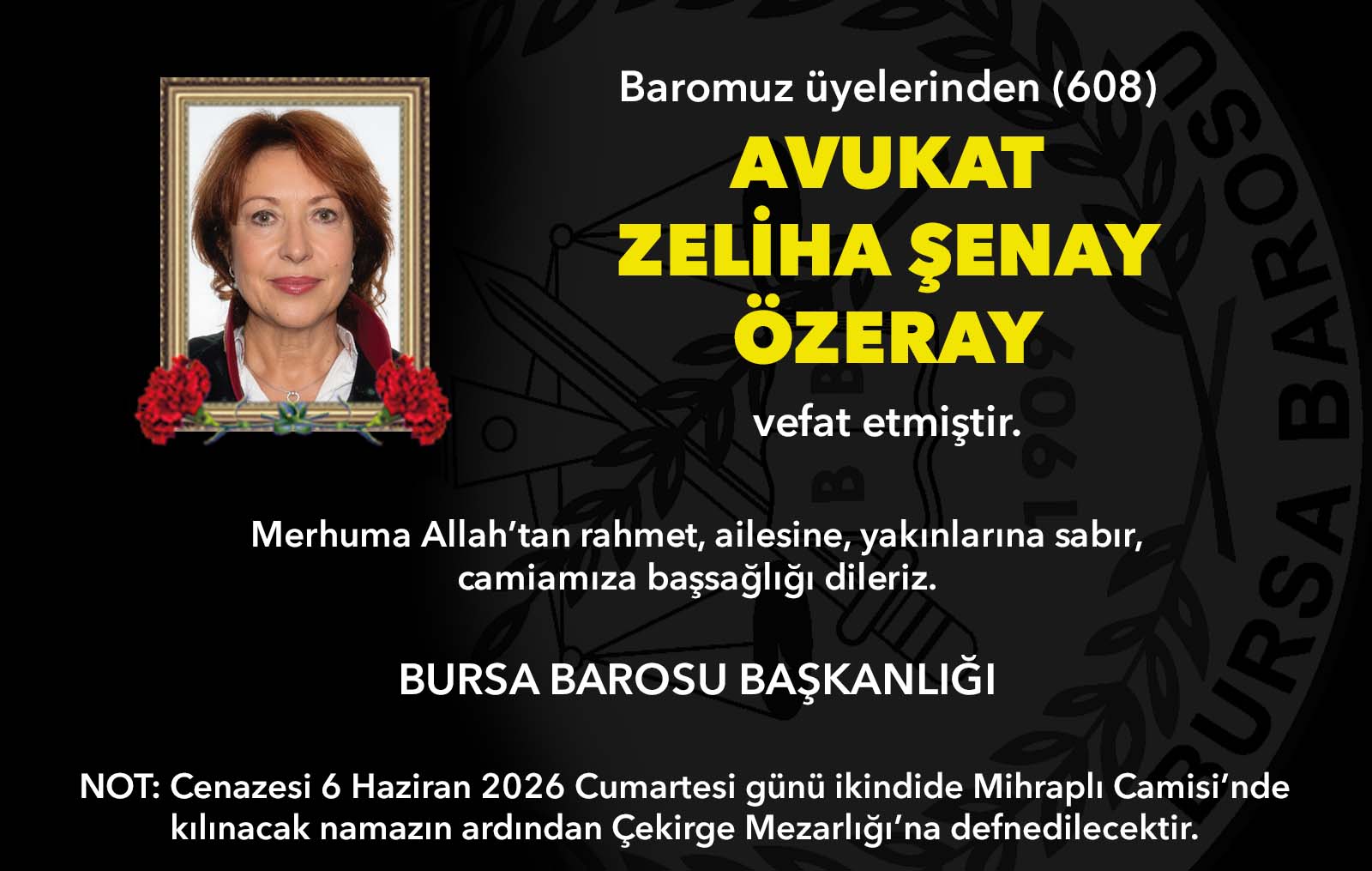 Av. Zeliha Şenay Özeray vefat etti