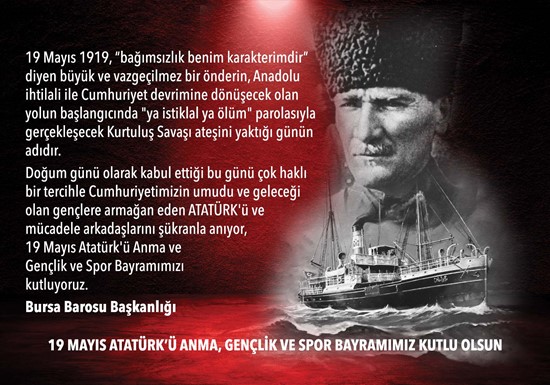 19 Mayıs Atatürkü Anma Gençlik ve Spor Bayramımız kutlu olsun