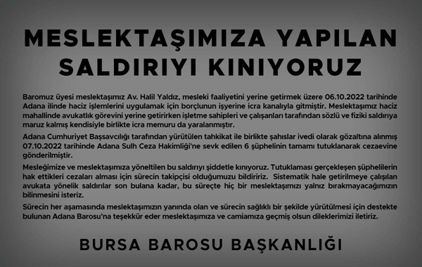 MESLEKTAŞIMIZA YAPILAN SALDIRIYI KINIYORUZ