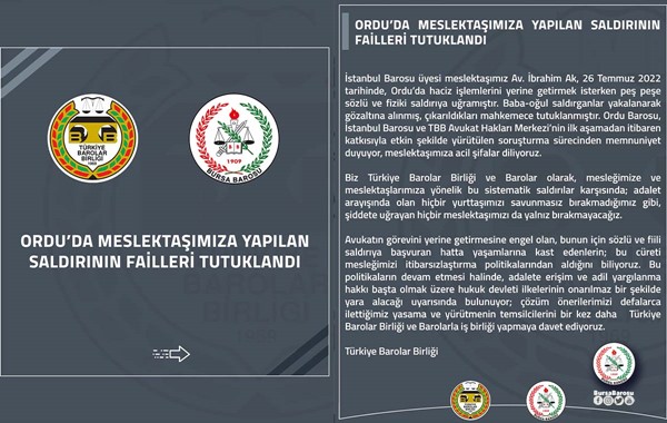 Ordu'da meslektaşımıza yapılan saldırının failleri tutuklandı